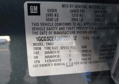 2017 Chevrolet Colorado Lt from USA, damaged, VIN 1GCGSCEA0H1220952